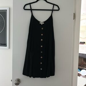 Button up black adjustable strap dress
